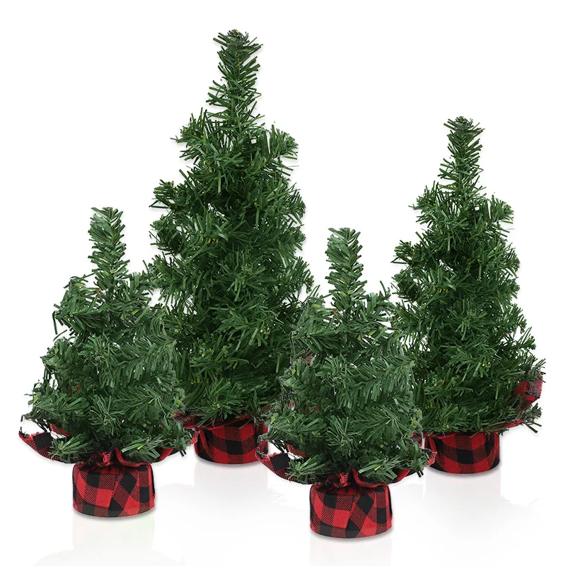 Mini Christmas Tree with Plaid Base in 15, 20, 30cm 5 Mini Christmas Tree with Plaid Base in 15, 20, 30cm - Image 5
