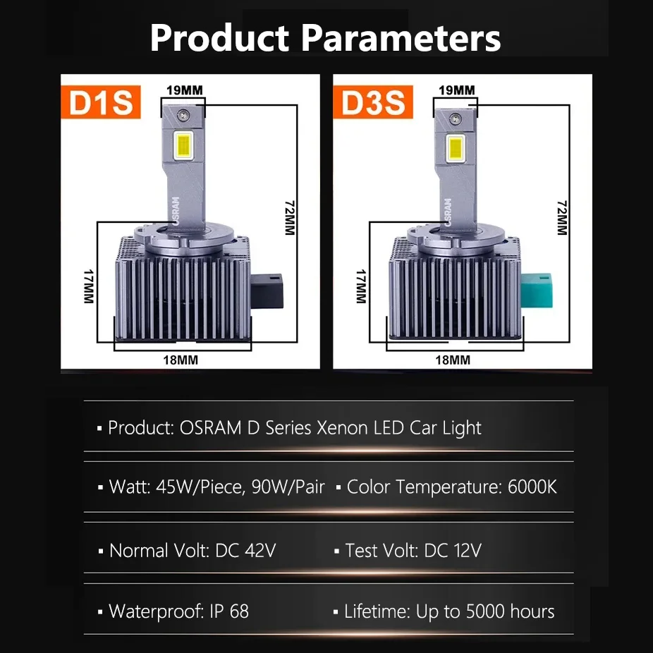 OSRAM LED D1S D3S Headlight Bulbs 6000K, 45W 5 OSRAM LED D1S D3S Headlight Bulbs 6000K, 45W - Image 5