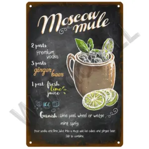 Vintage-Style Metal Cocktail Sign Plaque 20x30 cm 43 Sb704d77dc1ea474c89964224b2508837x