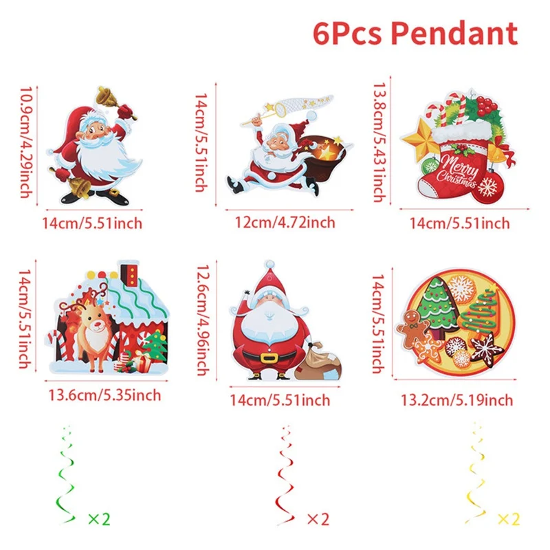 Festive Spiral Christmas Paper Pendants Set of 6 8 Festive Spiral Christmas Paper Pendants Set of 6 - Image 8