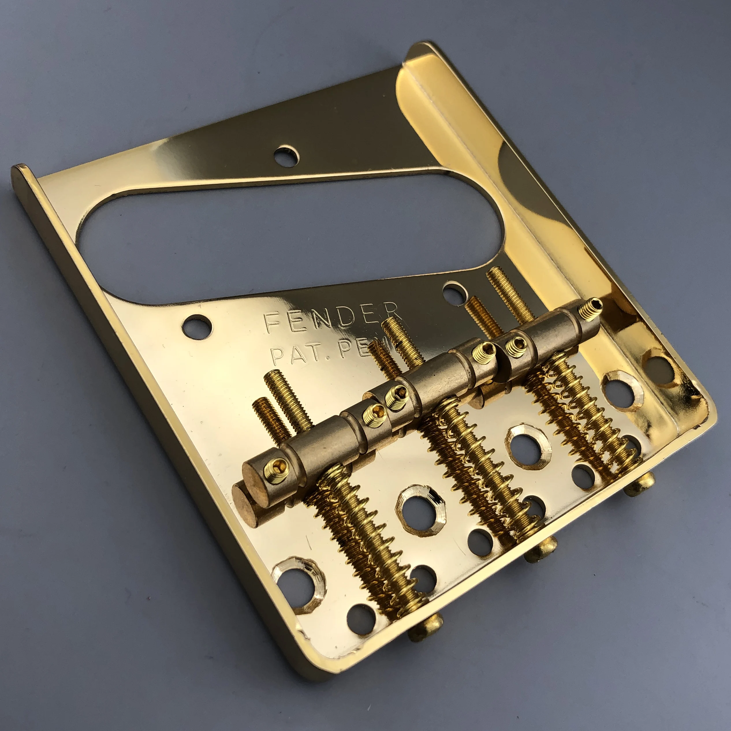 Vintage Gold/TL Guitar Bridge with Brass Saddles 3 Vintage Gold/TL Guitar Bridge with Brass Saddles - Image 3