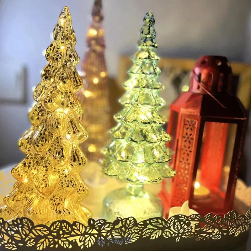 Lighted Glass Christmas Tree Decor Set 2 Lighted Glass Christmas Tree Decor Set - Image 2