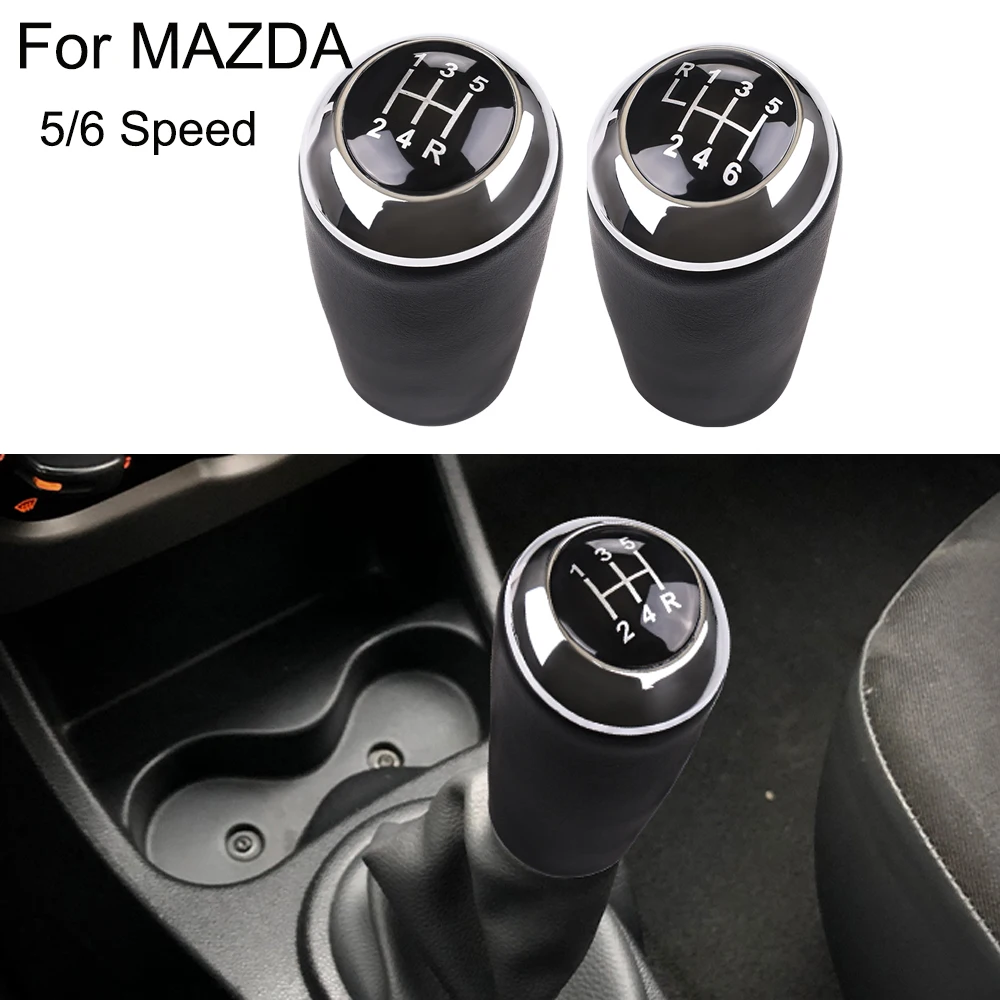 Mazda Black Leather Gear Shift Knob for 5-6 Speed 2 Mazda Black Leather Gear Shift Knob for 5-6 Speed - Image 2