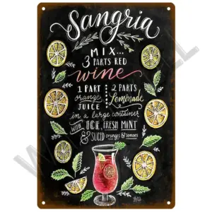 Vintage Cocktail Decorative Tin Sign 20x30 cm 33 Sb985c8402a0f45ad911be33879495580w