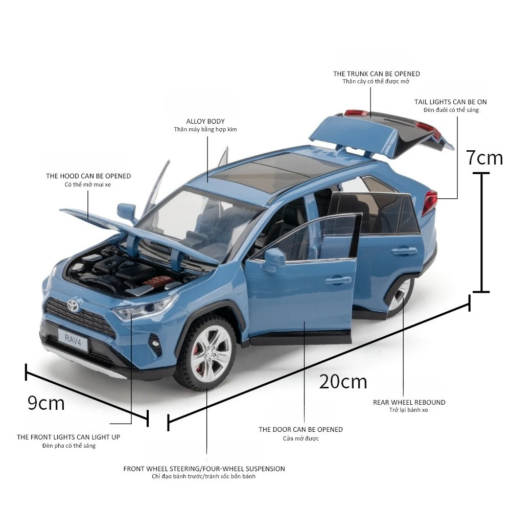 1:24 Scale Diecast RAV4 SUV Model in Blue 3 1:24 Scale Diecast RAV4 SUV Model in Blue - Image 3