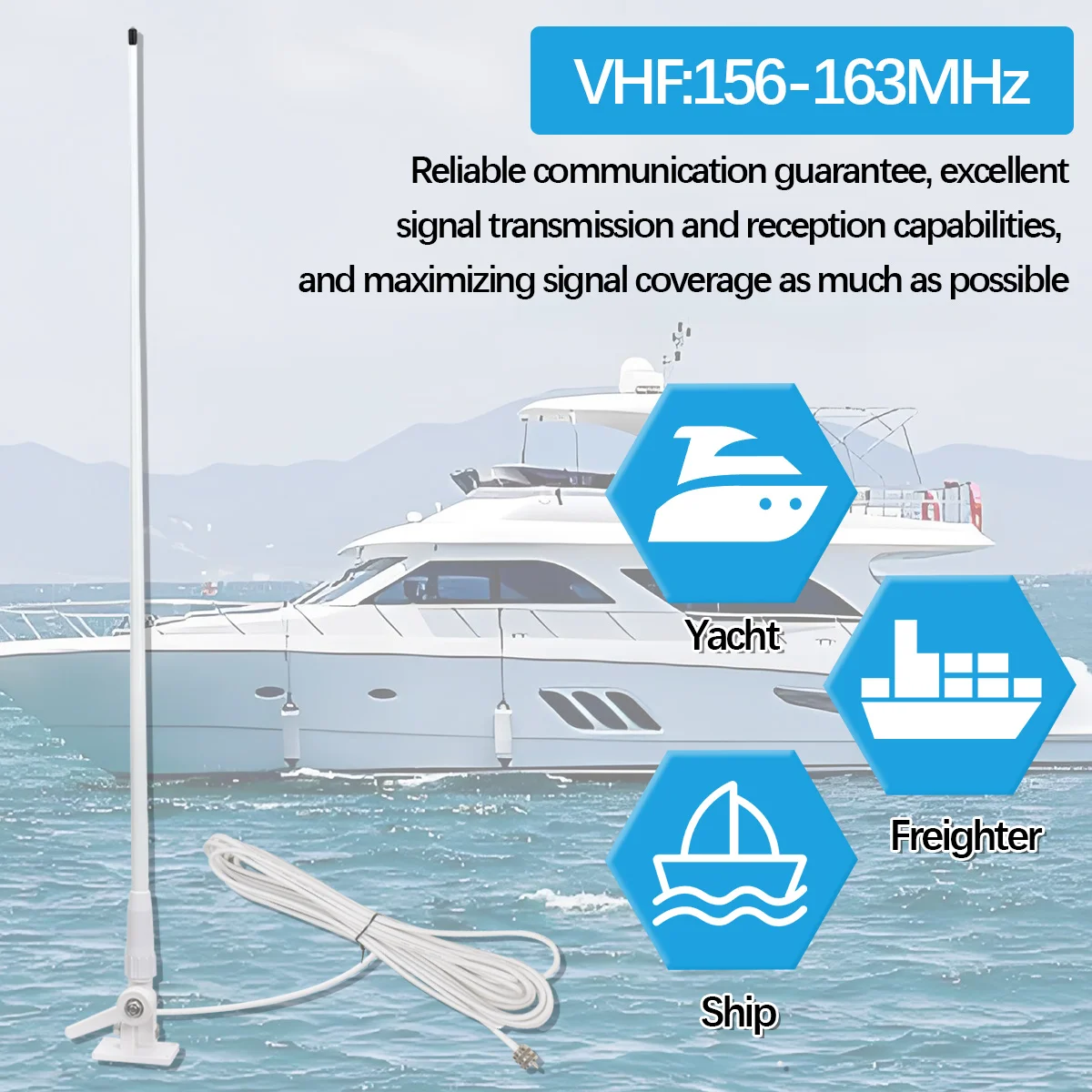 ABBREE 43 Inch Marine VHF Antenna 3.5 dB 6 ABBREE 43 Inch Marine VHF Antenna 3.5 dB - Image 6