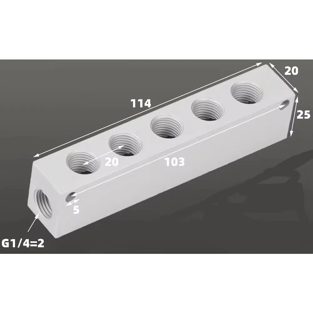 Aluminum Pneumatic Manifold Block 1/8-1/2 BSP 7 Aluminum Pneumatic Manifold Block 1/8-1/2 BSP - Image 7