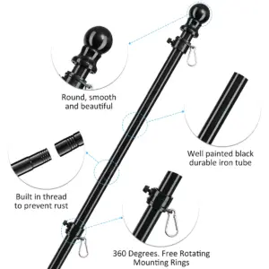 1.8m Stainless Steel Telescopic Flagpole Black White 12 Sbe5637e987384a9e8be77663d2393617Z