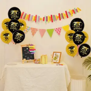 Graduation Balloons Set 10 Latex 12" Black, Gold, Yellow 13 Sbf33619b0b3243289d229c8b491a78478