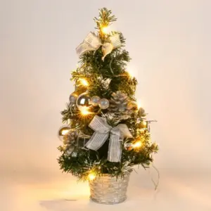Festive 40cm LED Christmas Tree with Ornaments