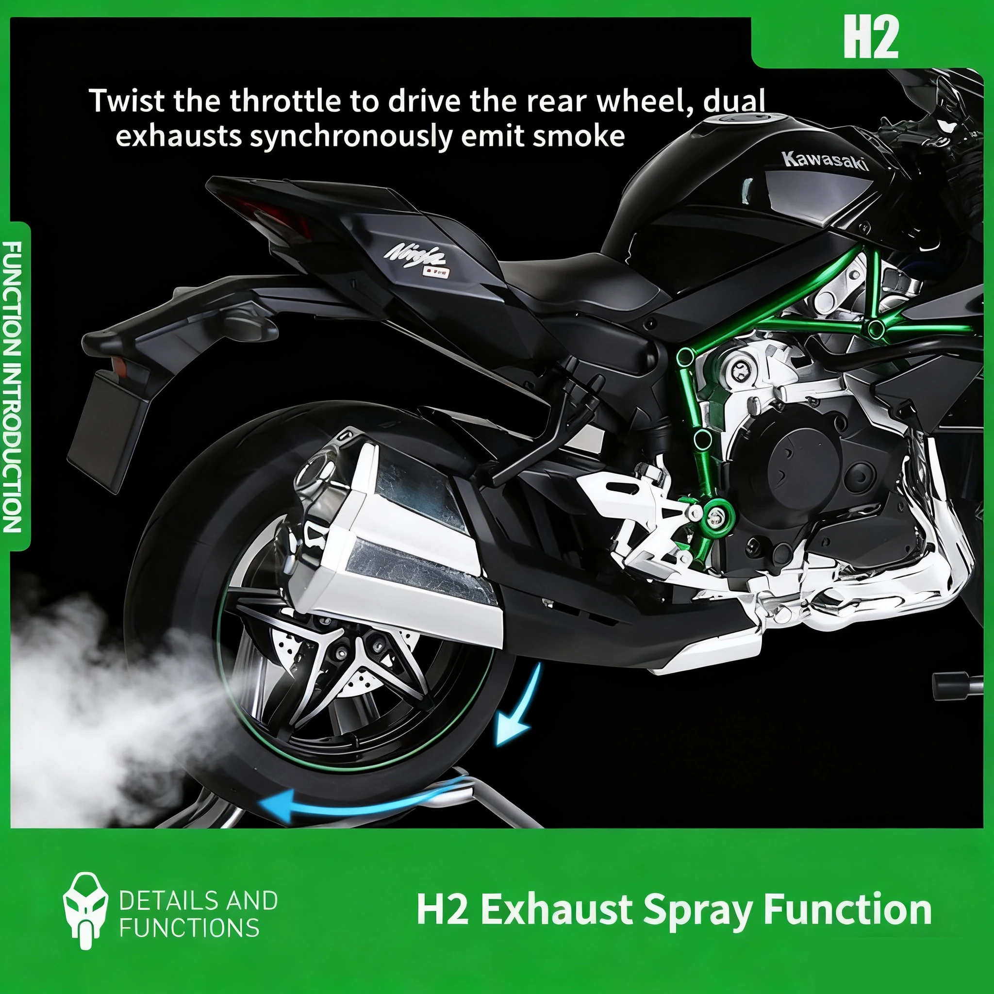 Kawasaki H2R Ninja 1:9 Scale Motorcycle Model 4 Kawasaki H2R Ninja 1:9 Scale Motorcycle Model - Image 4