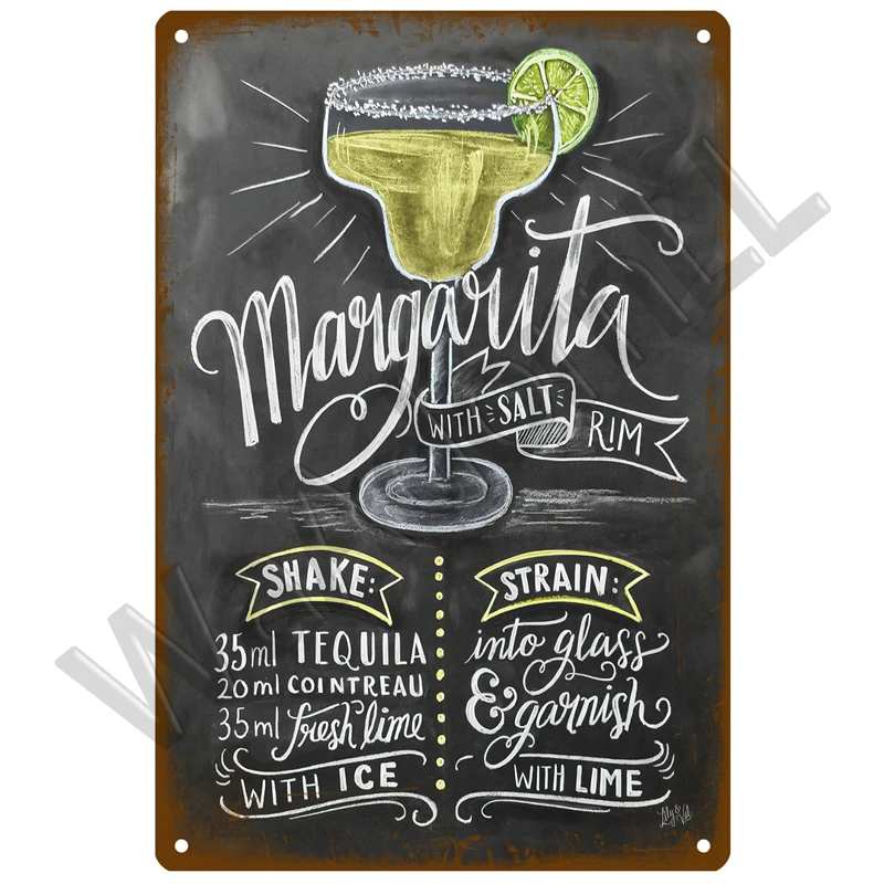Vintage-Style Metal Cocktail Sign Plaque 20x30 cm 24 Vintage-Style Metal Cocktail Sign Plaque 20x30 cm - Image 24