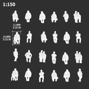 Unpainted Miniature Seated Figures Set for Dioramas