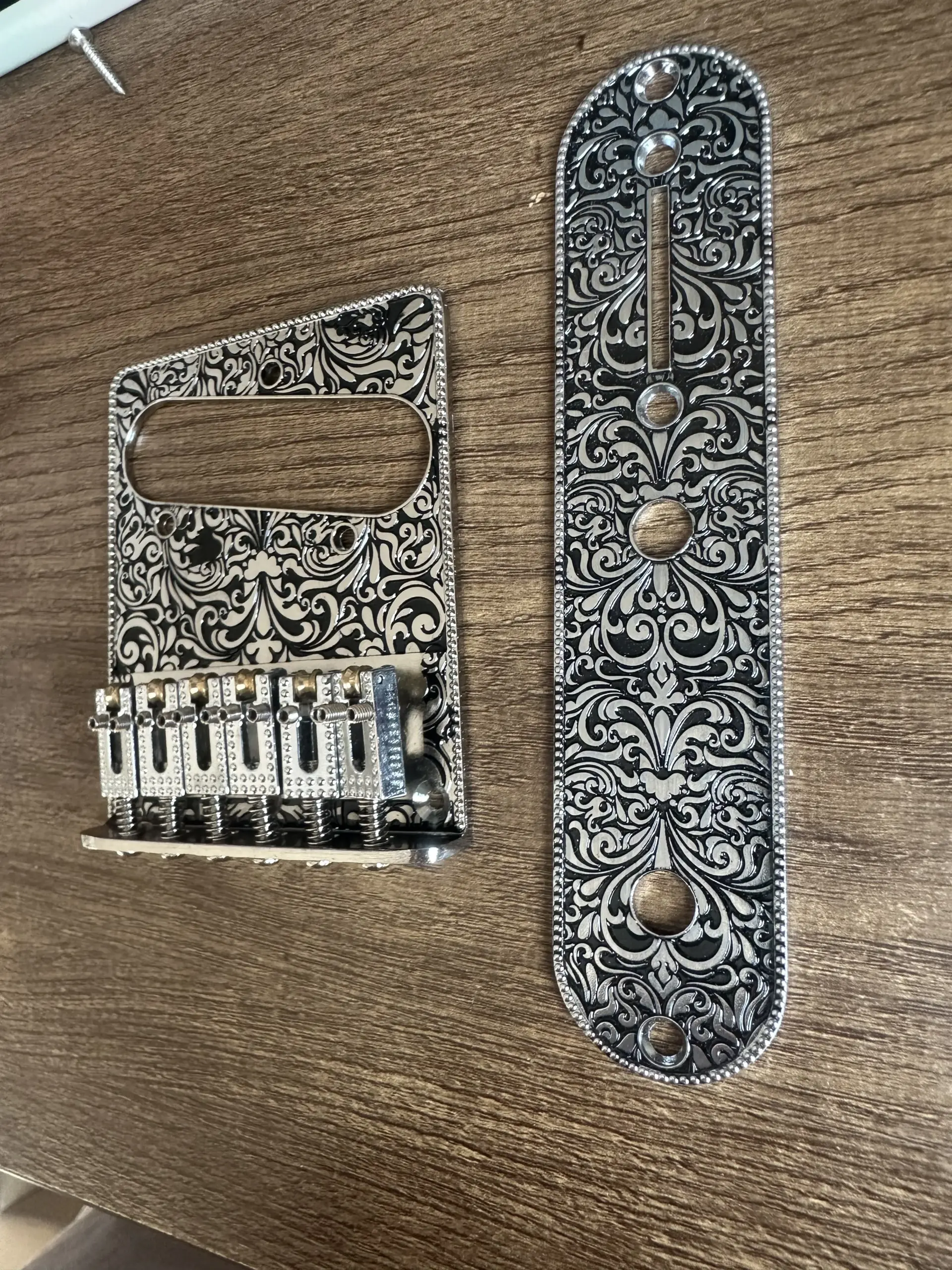 Decorative Alloy Guitar Bridge Set with Floral Design 2 Decorative Alloy Guitar Bridge Set with Floral Design - Image 2