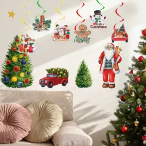 Festive Spiral Christmas Paper Pendants Set of 6 12 Sc674f8ffa71f45d0aa232dbc59cec5aei