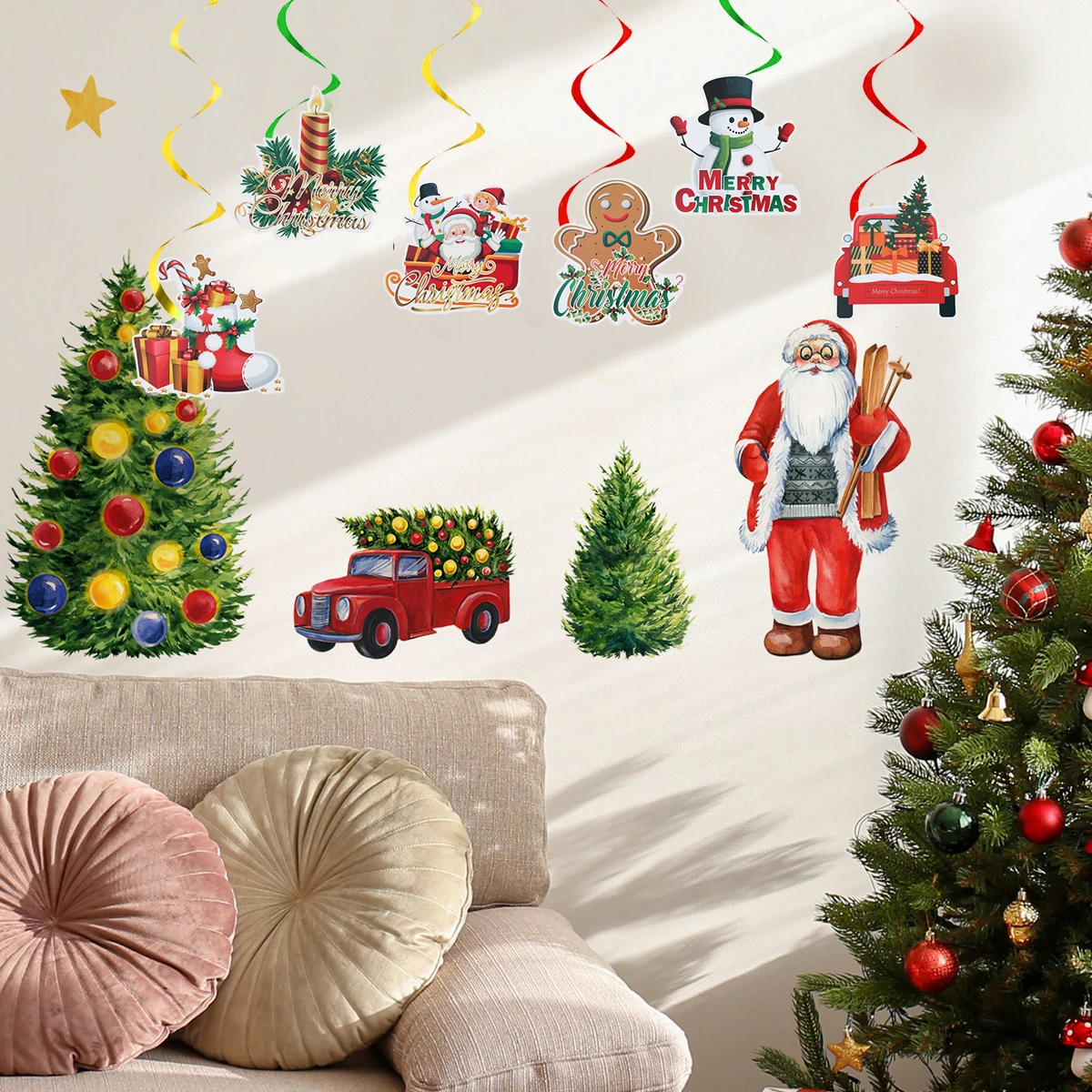 Festive Spiral Christmas Paper Pendants Set of 6 4 Festive Spiral Christmas Paper Pendants Set of 6 - Image 4