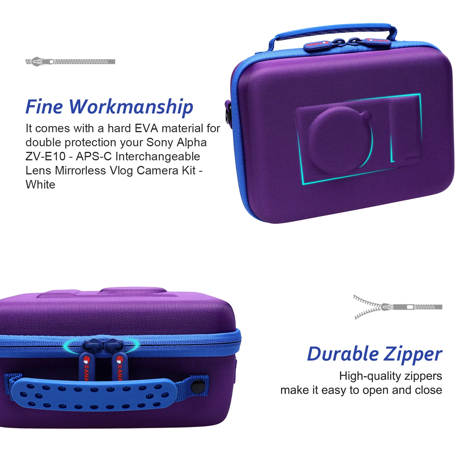 Purple EVA Camera Case for Sony ZV-E10 4 Purple EVA Camera Case for Sony ZV-E10 - Image 4
