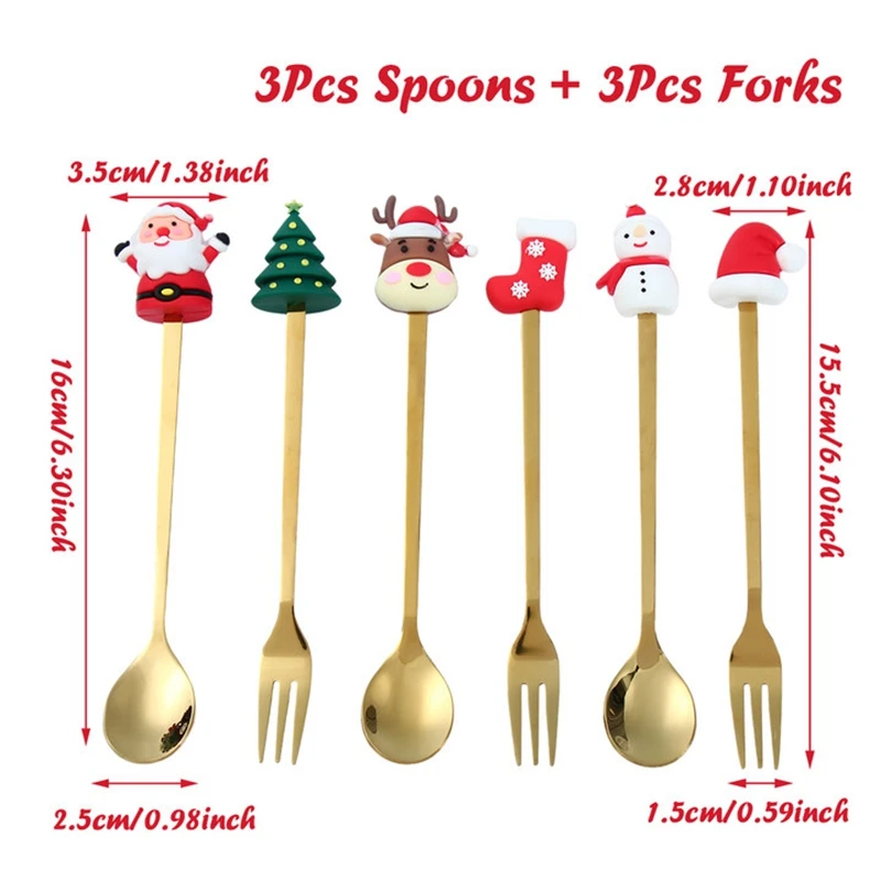 Gold Christmas Utensil Set with Holiday Mascots 7 Gold Christmas Utensil Set with Holiday Mascots - Image 7