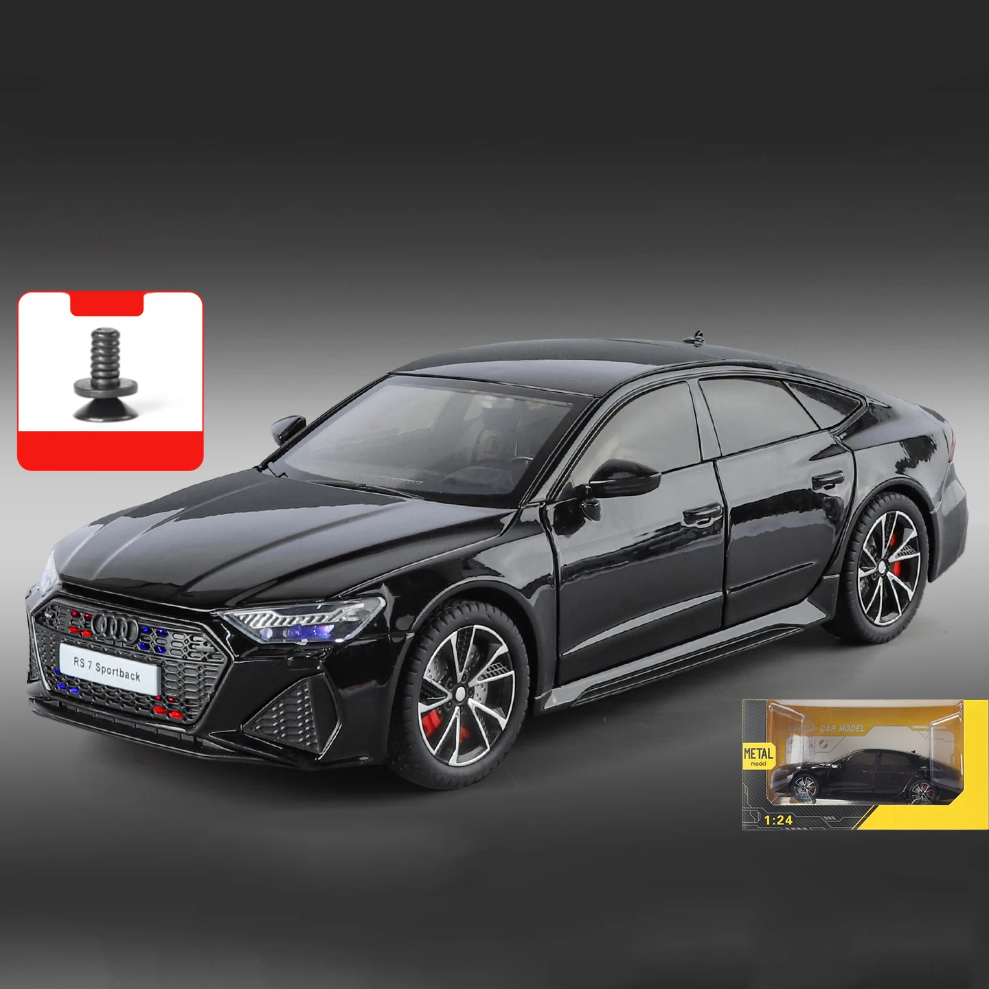 Black RS7 Sportback 1:24 Diecast Model 12 Black RS7 Sportback 1:24 Diecast Model - Image 12