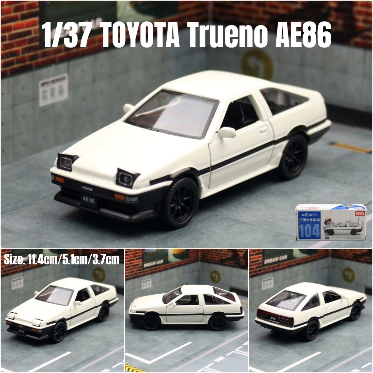 Toyota AE86 1:37 Diecast Model Car in White 7 Toyota AE86 1:37 Diecast Model Car in White - Image 7