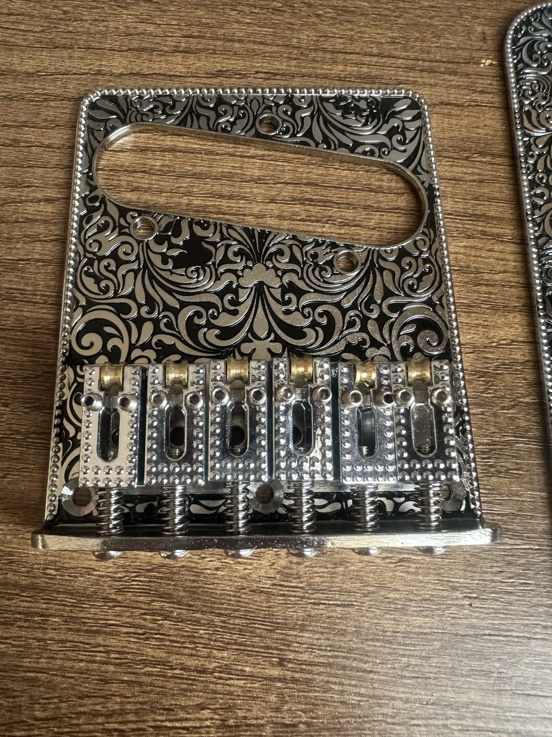 Decorative Alloy Guitar Bridge Set with Floral Design 5 Decorative Alloy Guitar Bridge Set with Floral Design - Image 5