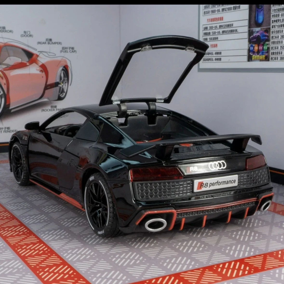 Neon Green Audi R8 V10 Plus Model 1:24 Scale 3 Neon Green Audi R8 V10 Plus Model 1:24 Scale - Image 3