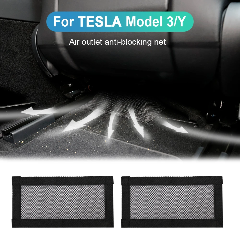 Tesla Model 3 & Y Black Mesh Air Outlet Covers 2 Tesla Model 3 & Y Black Mesh Air Outlet Covers - Image 2