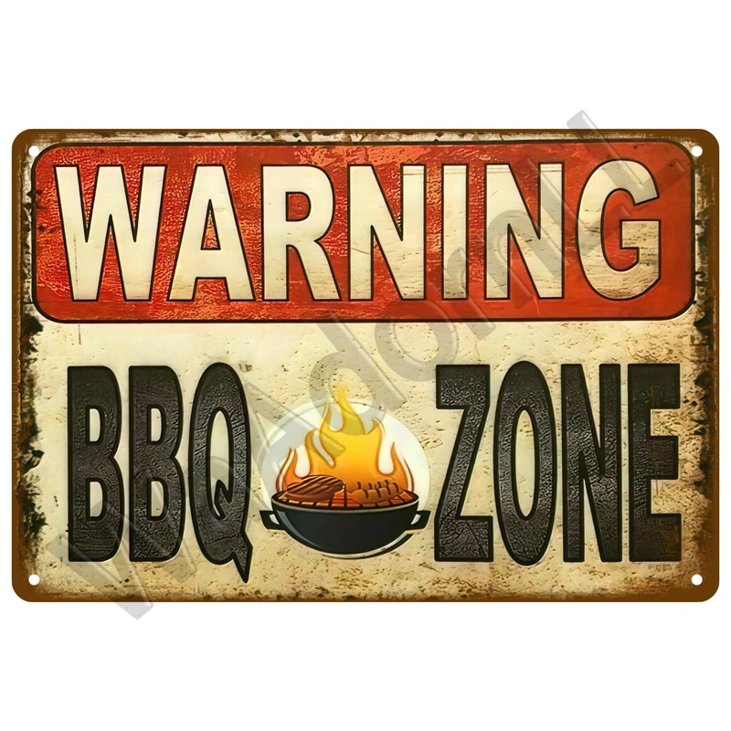 Vintage BBQ Zone Metal Sign Set of Six 28 Vintage BBQ Zone Metal Sign Set of Six - Image 28