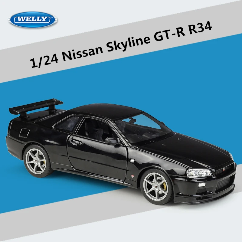 Blue Nissan Skyline GTR R34 Scale Model 1:24 7 Blue Nissan Skyline GTR R34 Scale Model 1:24 - Image 7