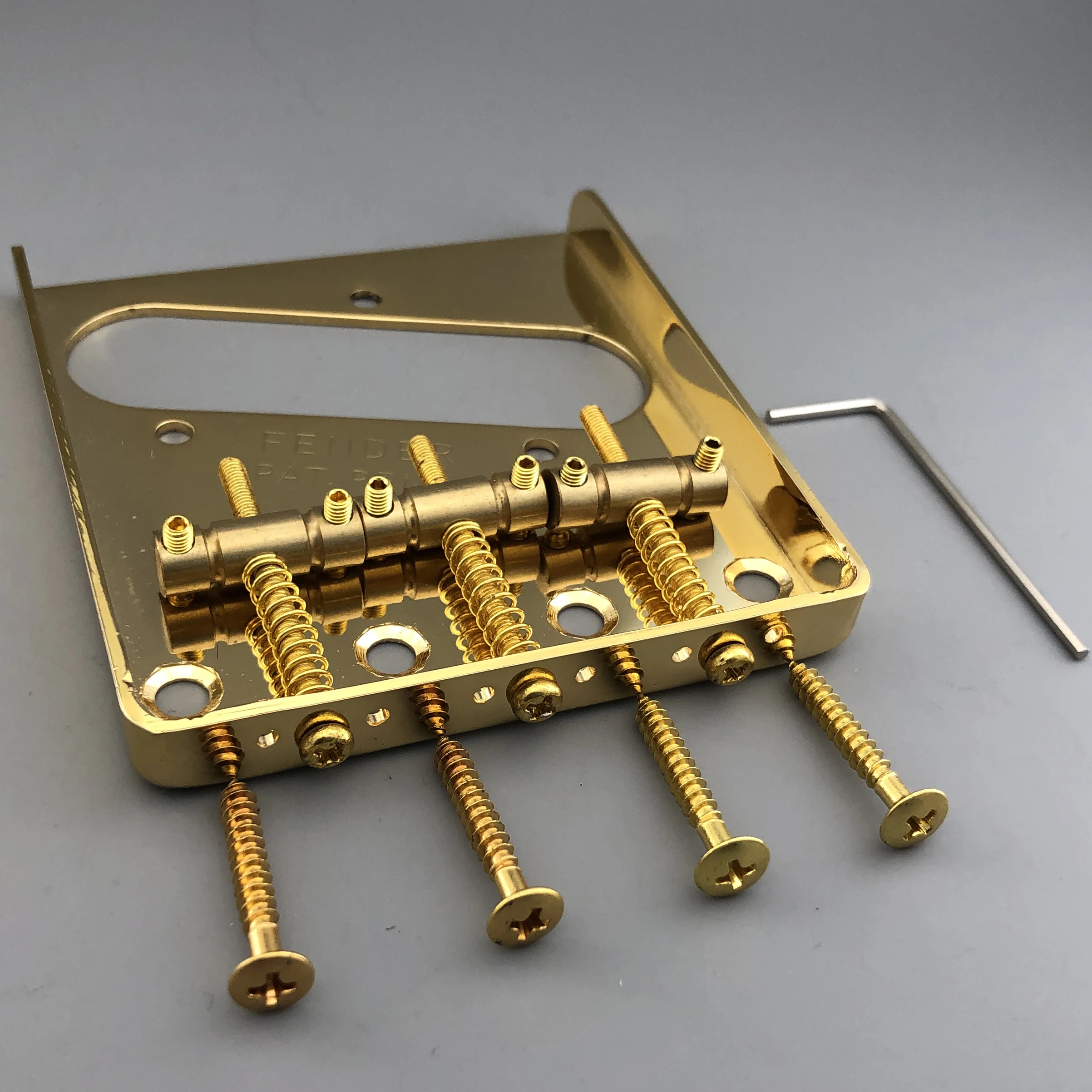 Vintage Gold/TL Guitar Bridge with Brass Saddles 7 Vintage Gold/TL Guitar Bridge with Brass Saddles - Image 7