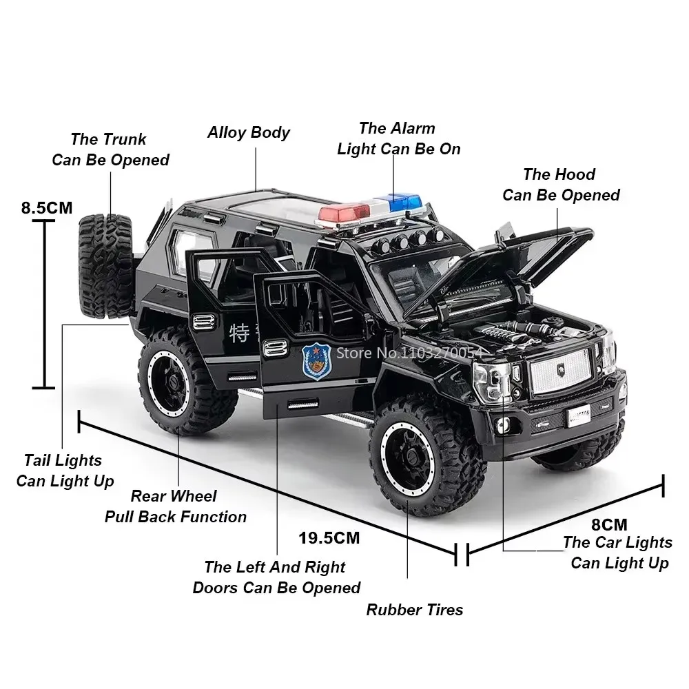 1:24 Diecast Police Car Model with Lights 3 1:24 Diecast Police Car Model with Lights - Image 3
