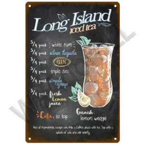 Vintage-Style Metal Cocktail Sign Plaque 20x30 cm 36 Sd800573894f24357a1545c4a194508feq