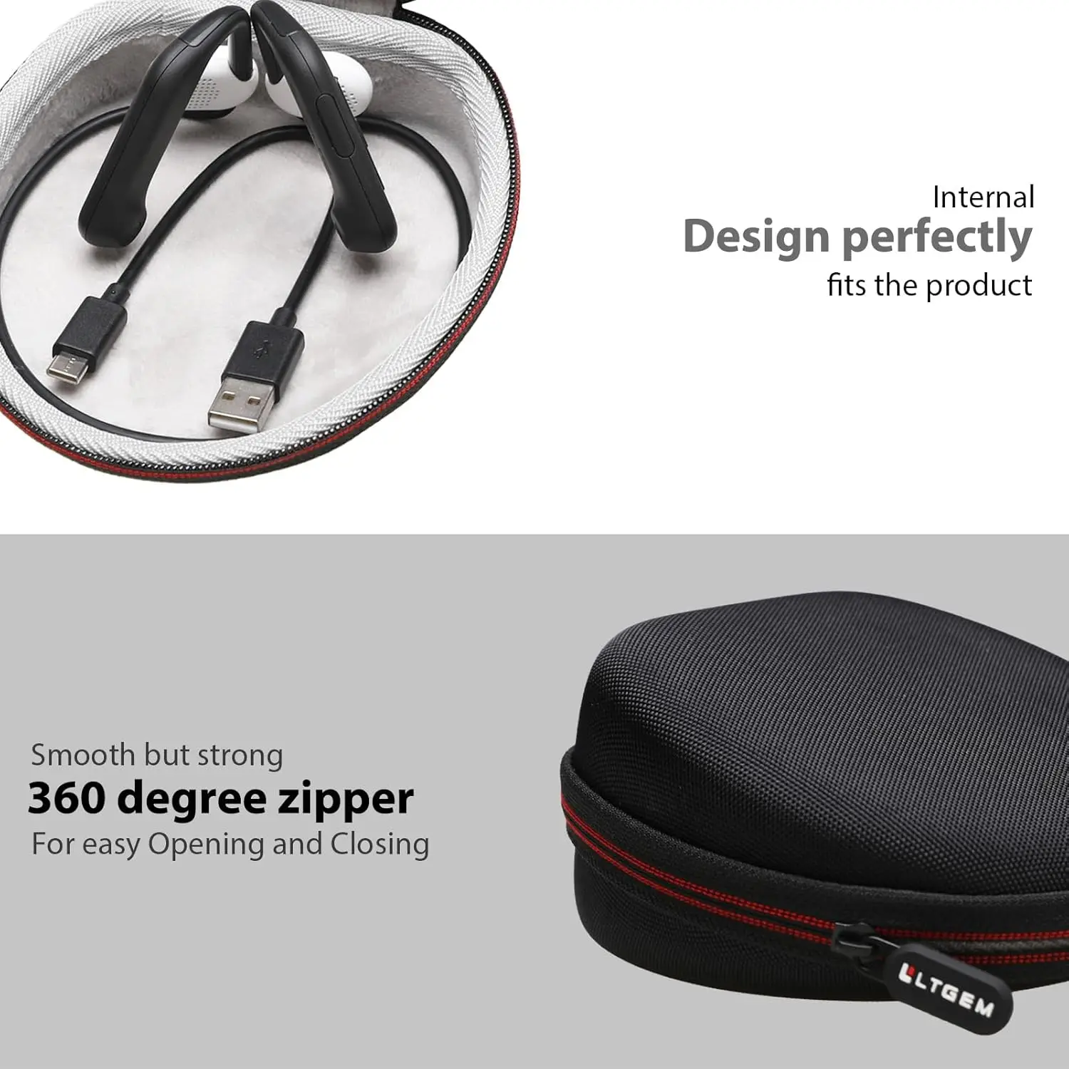 Light Grey Hard Case for SHOKZ Headphones 4 Light Grey Hard Case for SHOKZ Headphones - Image 4