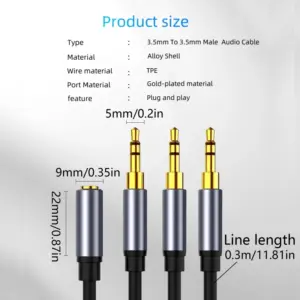 30cm Headphone Splitter Cable with 3 Ports 14 Sd94ae1ba5e68441983ec6dd9c65da885y