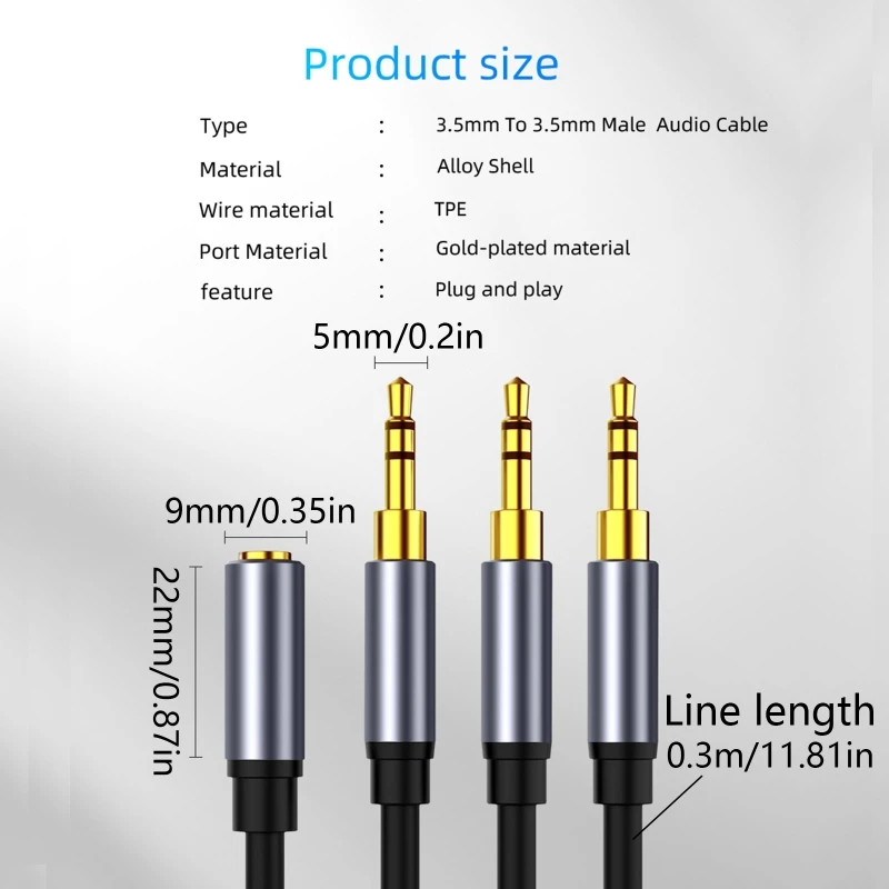 30cm Headphone Splitter Cable with 3 Ports 6 30cm Headphone Splitter Cable with 3 Ports - Image 6
