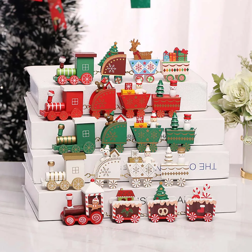 Festive Christmas Wooden Train Decoration Set 2 Festive Christmas Wooden Train Decoration Set - Image 2