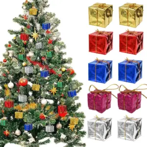 Mini Christmas Foam Gift Boxes Set in Metallic Colors