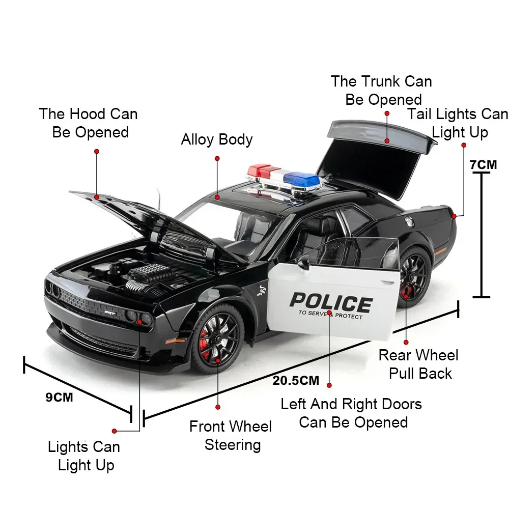 1:24 Scale Police Car Model with Lights 4 1:24 Scale Police Car Model with Lights - Image 4