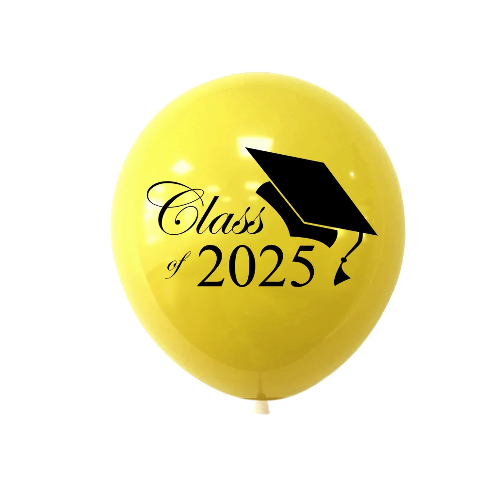 Graduation Balloons Set 10 Latex 12" Black, Gold, Yellow 8 Graduation Balloons Set 10 Latex 12" Black, Gold, Yellow - Image 8