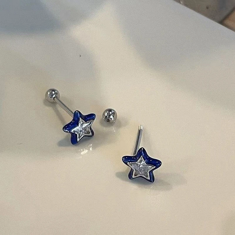 Y2k Blue Crystal Star Earrings 10mm 4 Y2k Blue Crystal Star Earrings 10mm - Image 4