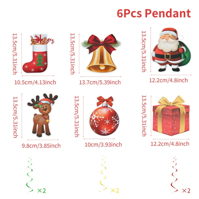 Festive Spiral Christmas Paper Pendants Set of 6 7 Festive Spiral Christmas Paper Pendants Set of 6 - Image 7