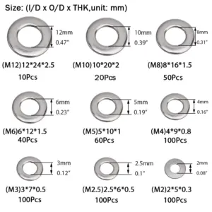 Stainless Steel Washer Set 580 pcs M2-M12 10 Se83dd97847444785893f1097bb07cd3eX