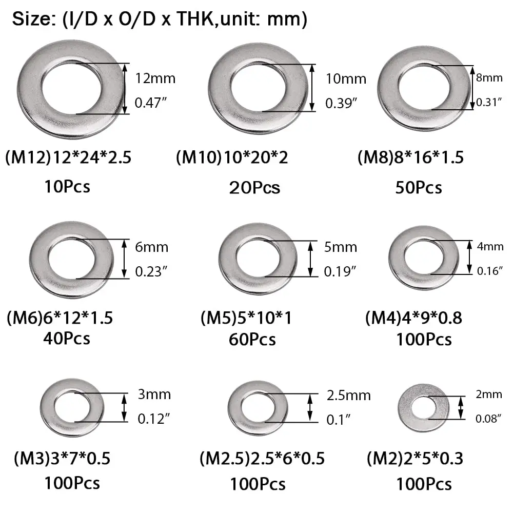 Stainless Steel Washer Set 580 pcs M2-M12 5 Stainless Steel Washer Set 580 pcs M2-M12 - Image 5