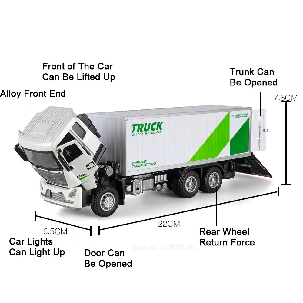 1:32 Scale Alloy Container Truck with Sound 3 1:32 Scale Alloy Container Truck with Sound - Image 3