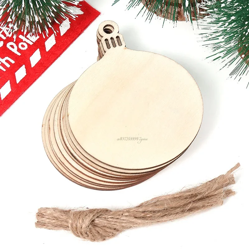 Unfinished Wooden Christmas Ornaments Set (10 Pieces) 7 Unfinished Wooden Christmas Ornaments Set (10 Pieces) - Image 7