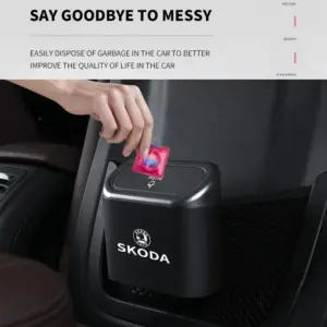 Skoda Black Car Trash Can with Flip Lid 9 See3f6aae0f344517aa33864adc8f09e6O