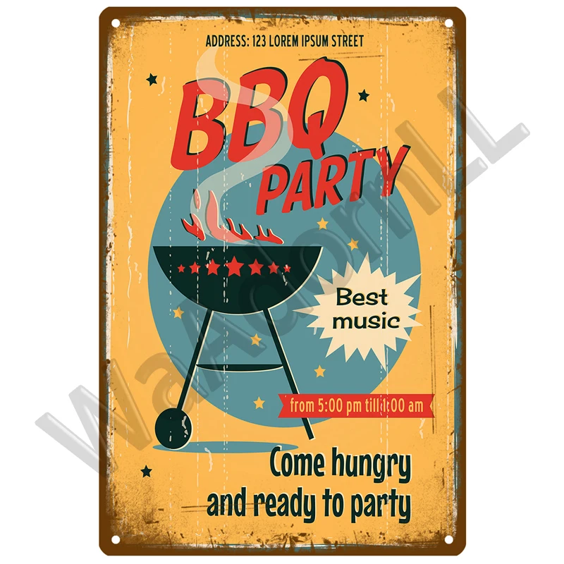 Retro BBQ Party Metal Sign Plaque 20x30 cm 7 Retro BBQ Party Metal Sign Plaque 20x30 cm - Image 7