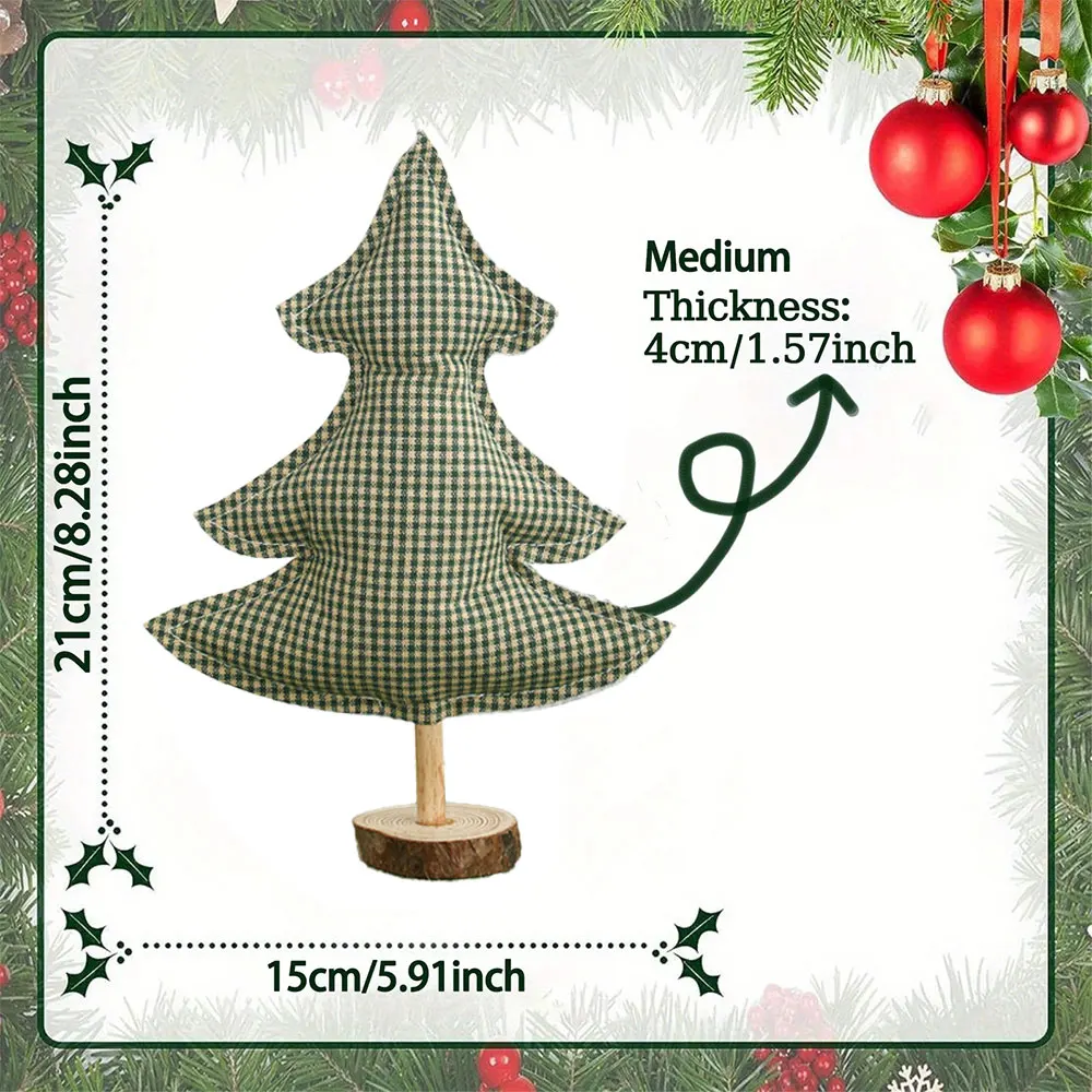 Mini Gingham Christmas Tree Ornaments Set 8 Mini Gingham Christmas Tree Ornaments Set - Image 8