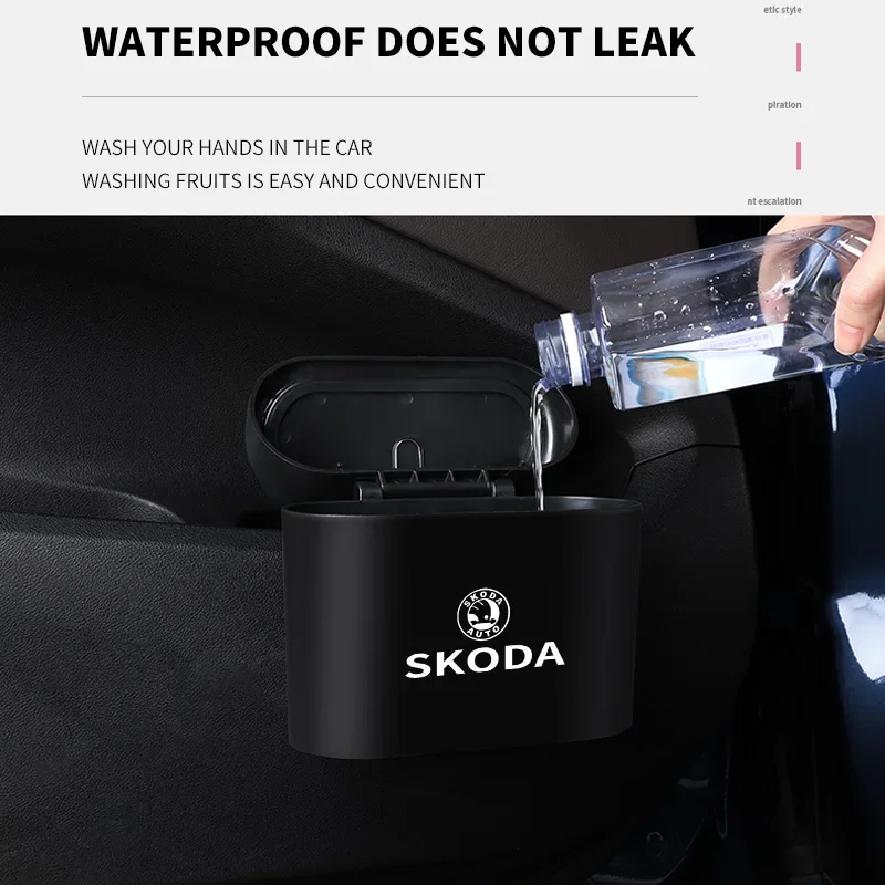 Skoda Black Car Trash Can with Flip Lid 5 Skoda Black Car Trash Can with Flip Lid - Image 5