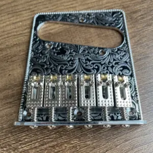 Custom Alloy Telecaster Guitar Bridge with Ornate Design